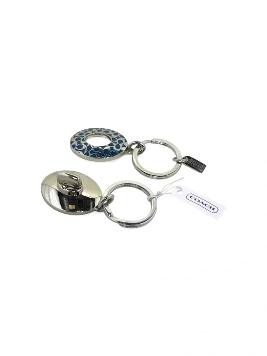 NWT RARE Coach Blue Enamel Signature Valet Keychain Key Fob Bag Bag Charm #F9219 - Picture 4 of 4